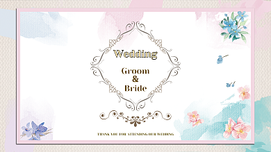 简约清新欧式婚礼背景展板