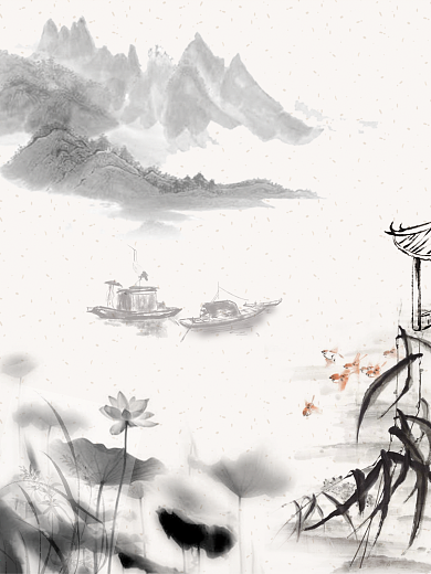 手绘唯美水墨画psd源文件