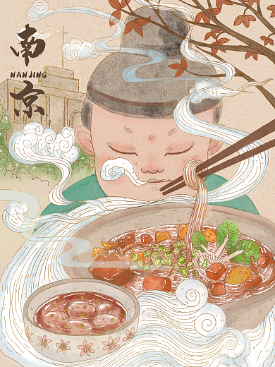 国潮各地方小吃美食海报