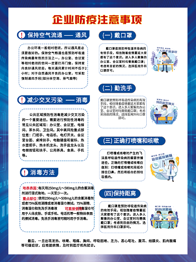 预防新冠病毒企业防疫疫情注意安全事项海报