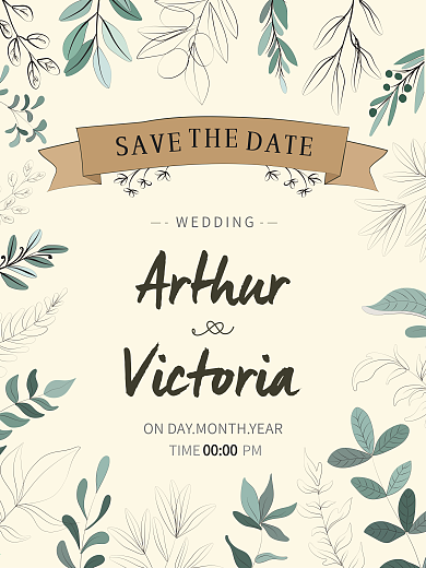 简约清新婚礼海报邀请函设计模板矢量