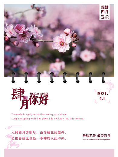 春天春季花朵春节四月你好海报
