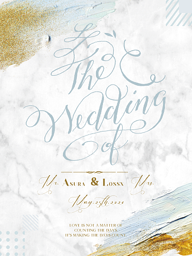 淡雅白蓝色简洁婚礼海报邀请函设计模板矢量