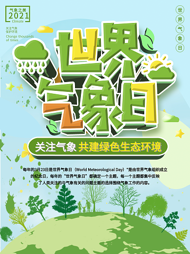 原创世界气象日宣传海报