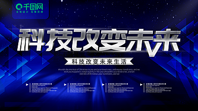 简约蓝色科技宣传展板psd