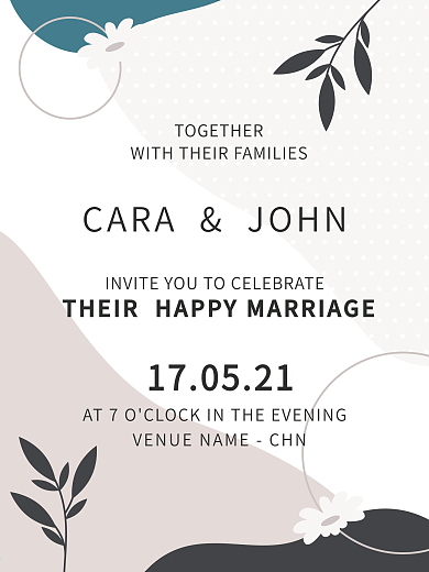简约清新淡雅婚礼婚宴海报邀请函矢量