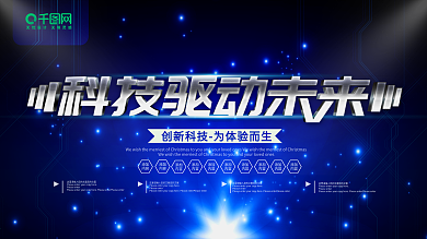 简约蓝色科技宣传展板psd