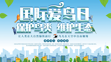 简约国际爱鸟日保护鸟类宣传展板