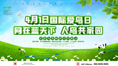 国际爱鸟日保护鸟类宣传展板