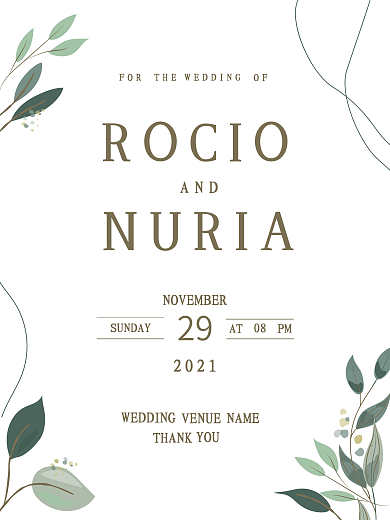 简约淡雅小清新婚礼海报邀请函矢量