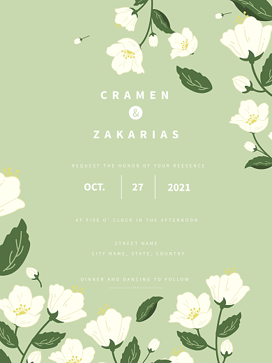 简约淡雅小清新复古婚礼邀请函海报矢量