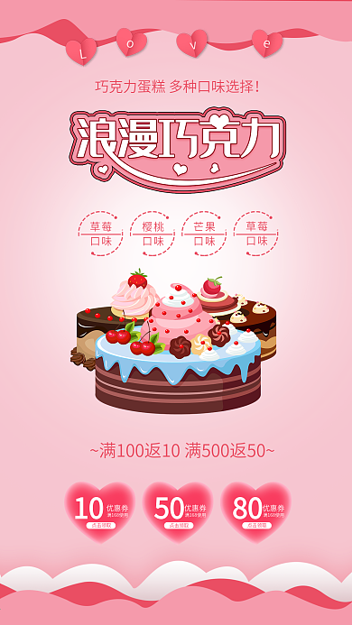 巧克力蛋糕糖果小吃美食奶茶生日蛋糕海报