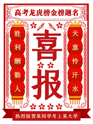 高考喜报红色海报