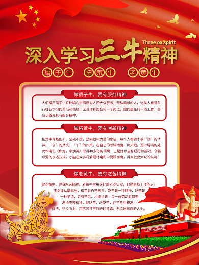 三牛精神宣传科普海报