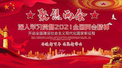 学习贯彻两会精神党建展板