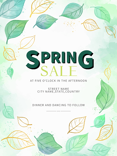 简约淡雅插画春天小清新海报矢量