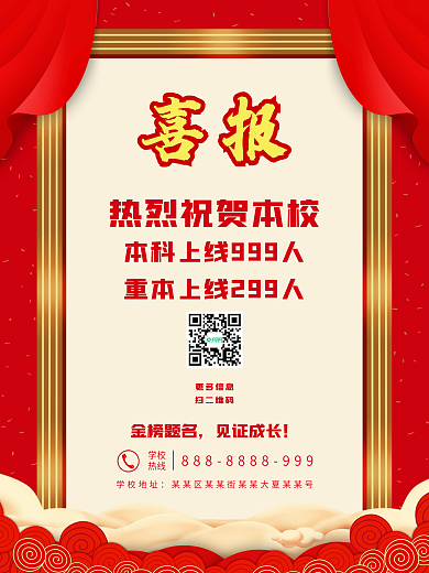 高考喜报金榜题名录取海报