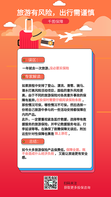 保险理念旅游险科普手机海报