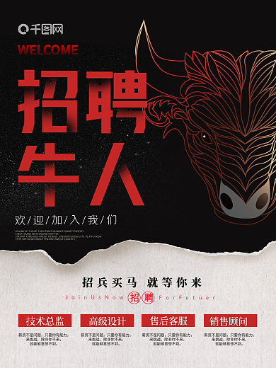 招聘牛人 复古招聘海报
