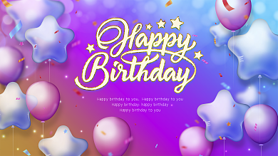 气球梦幻生日快乐背景展板