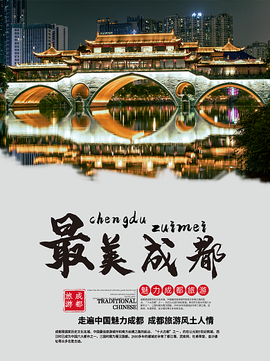 最美成都旅行景点城市宣传活动海报展板