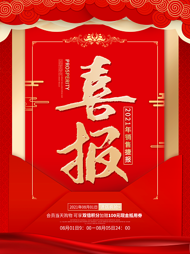 喜报战报商业海报红色大气