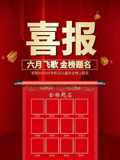 原创高考榜单大气企业销售年终贺报喜报战报