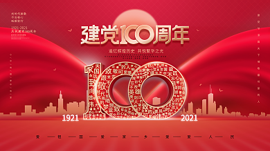 党建C4D庆祝党建100周年纪念宣传展板