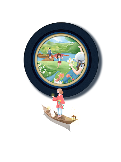 简约留白二十四节气清明节踏春海报