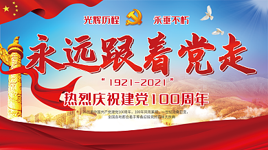 党建展板庆祝建党100周年晚会背景