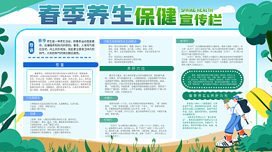 春季养生手绘风卫生健康科普知识展板