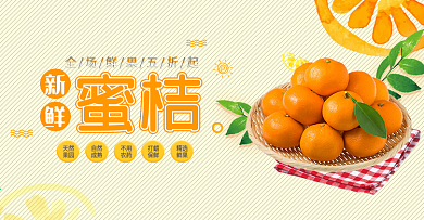 橙色清新水果橘子蜜桔食品电商banner