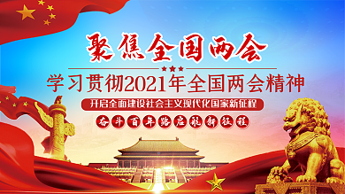 学习贯彻两会精神党建展板