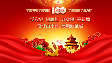党建党史学习教育建党100周年海报展板