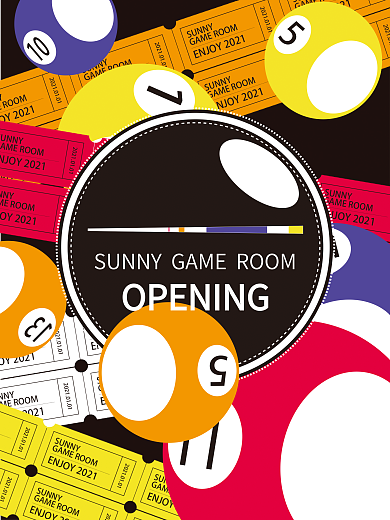 游戏厅开业海报桌球游戏电玩城开业海报