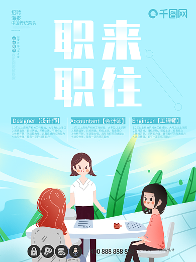 招聘海报500x750mm