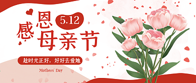 简约粉色感恩母亲节促销公众号头图