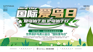 国际爱鸟日保护鸟类宣传展板