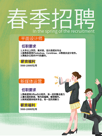春季清新招聘海报