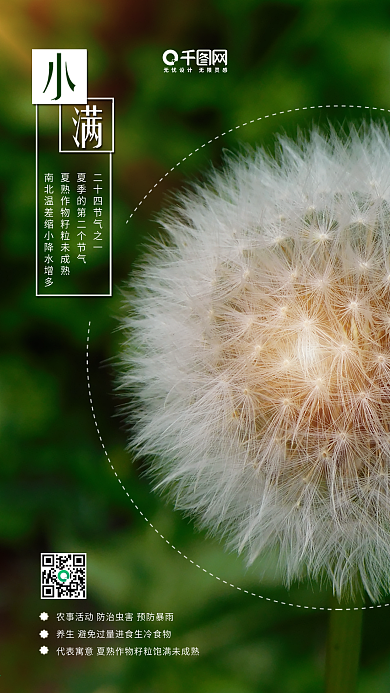 绿色小清新小满二十四节气宣传图