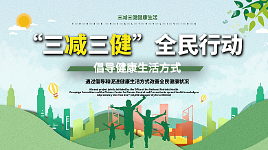 三减三健健康生活方式内容宣传展板