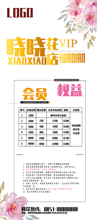 花店展架VIP权益