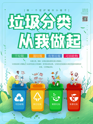 绿色公益创意保护环境文明城市垃圾分类海报