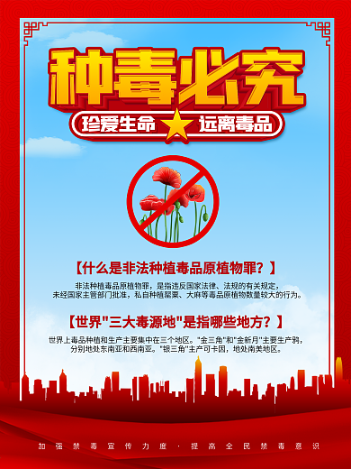 种毒必究禁毒宣传海报