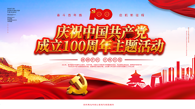 党建风建党百年庆祝活动会议展板