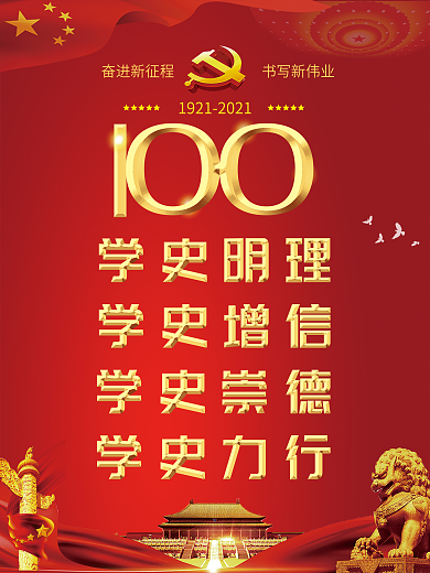 党史学习建党一百周年宣传海报