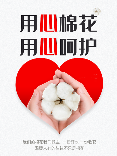 中国新疆环保棉花简约大气白色原创海报