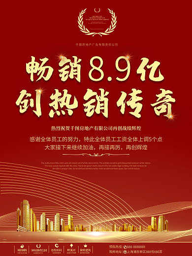 原创房地产红金宣传业绩战报