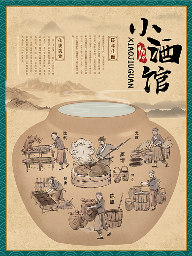 小酒馆传统美食中国风宣传海报