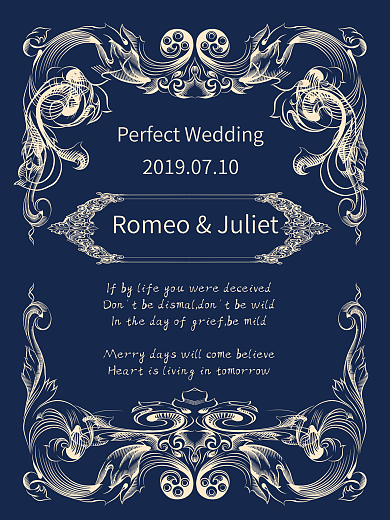 宝蓝金欧式主题婚礼迎宾牌60x40cm